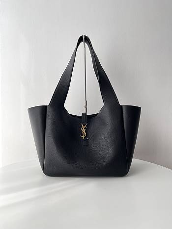 Fortok Saint Laurent LE 5 À 7 Bea Tote Bag In Black Grained Leather 763435 50x28x18cm