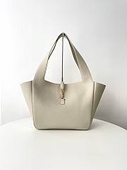 Fortok Saint Laurent LE 5 À 7 Bea Tote Bag In White Grained Leather 763435 50x28x18cm - 1