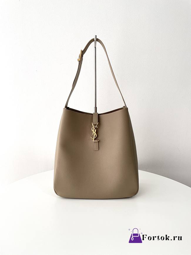 Fortok Saint Laurent Le 5 À 7 Hobo Bag In Beige Grained Leather 753837 30x31x13cm - 1