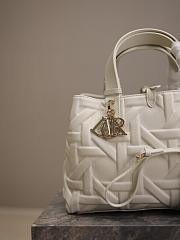 Fortok Dior Toujours Bag White Graphic Cannage Calfskin 28.5x21.5x17cm - 3