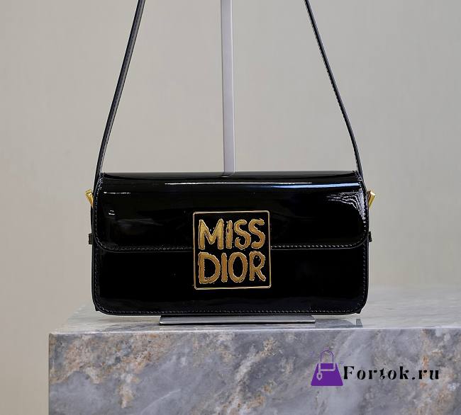 Fortok Dior Miss Flap Bag Black Patent Calfskin 22x11x6cm - 1