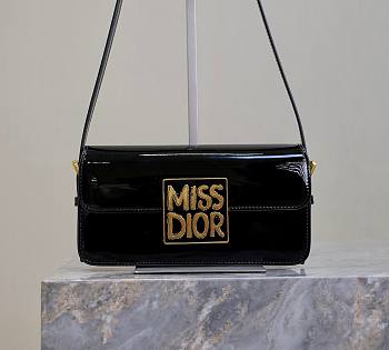 Fortok Dior Miss Flap Bag Black Patent Calfskin 22x11x6cm