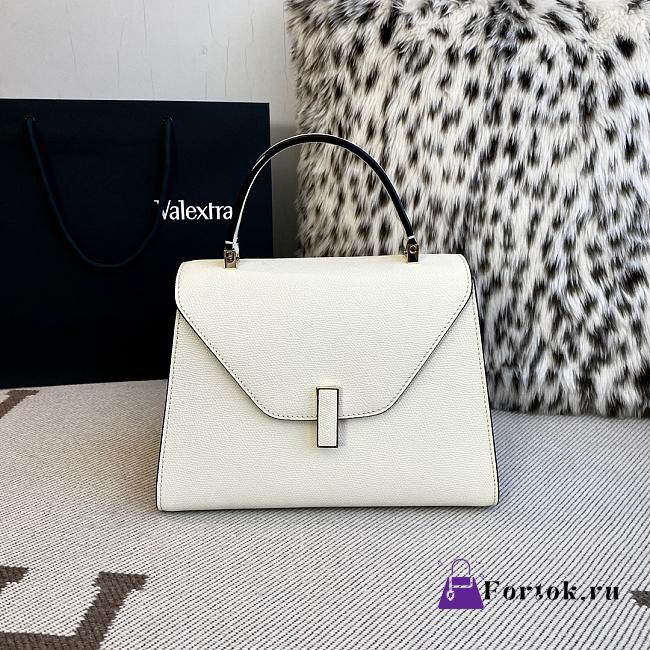 Fortok Valextra Iside Foldover Top Handle Bag White 26x20x12cm - 1