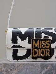 Fortok Dior Miss Flap Bag White and Black Miss Dior Graffiti Printed Calfskin 22x11x6cm - 6