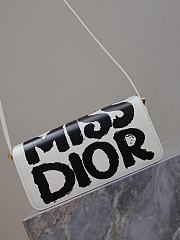 Fortok Dior Miss Flap Bag White and Black Miss Dior Graffiti Printed Calfskin 22x11x6cm - 3