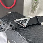 Fortok Prada Prada Saffiano Black Belt With Gold / Silver Buckle - 3