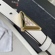 Fortok Prada Prada Saffiano White Belt With Gold / Silver Buckle - 6