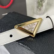 Fortok Prada Prada Saffiano White Belt With Gold / Silver Buckle - 5