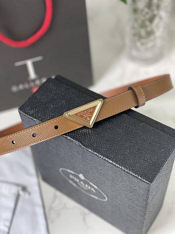 Fortok Prada Prada Saffiano Brown Belt With Gold / Silver Buckle