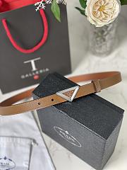 Fortok Prada Prada Saffiano Brown Belt With Gold / Silver Buckle - 2