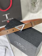 Fortok Prada Prada Saffiano Brown Belt With Gold / Silver Buckle - 3