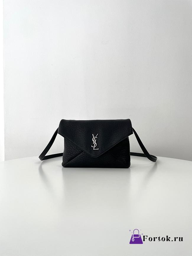 Fortok Saint Laurent Cassandre Envelope Messenger Bag Black 801490 23x16.5x6cm - 1