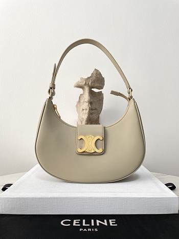 Fortok Celine Ava Triomphe Smooth Calfskin Shoulder Bag Cream 114492 23×13.5×6cm