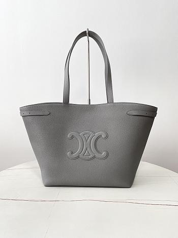 Fortok Celine Cabas Anais Cuir Grain Calfskin Tote Bag Grey 116853 54×29.5×15cm