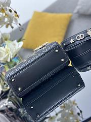 Fortok Dior Lady My Four-grid Dragonfly Stud Black Bag 20x16.5x8cm - 6