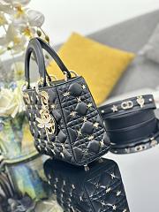 Fortok Dior Lady My Four-grid Dragonfly Stud Black Bag 20x16.5x8cm - 5