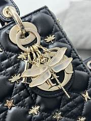 Fortok Dior Lady My Four-grid Dragonfly Stud Black Bag 20x16.5x8cm - 4