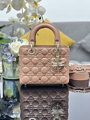 Fortok Dior Lady My Four-grid Dragonfly Stud Pink Bag 20x16.5x8cm - 1