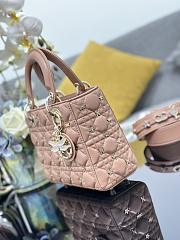 Fortok Dior Lady My Four-grid Dragonfly Stud Pink Bag 20x16.5x8cm - 4