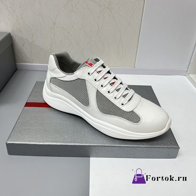 Fortok Prada Prada America's Cup Biker Fabric Sneakers White - 1