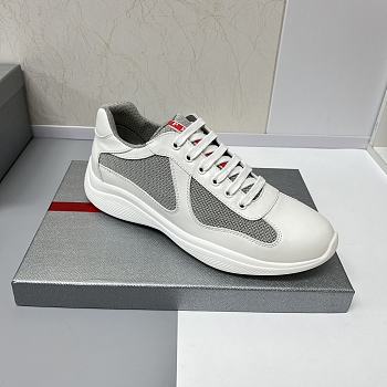 Fortok Prada Prada America's Cup Biker Fabric Sneakers White