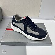 Fortok Prada Prada America's Cup Biker Fabric Sneakers Dark Blue - 1