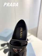 Fortok Prada Brushed Leather High Heel Loafer Black - 4