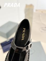 Fortok Prada Brushed Leather Mary Jane T-strap Shoes Black - 4