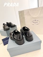 Fortok Prada Brushed Leather Mary Jane T-strap Shoes Black - 2