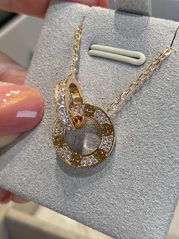 Fortok Cartier Love Necklace Diamond Paved Cartier Gold / Silver