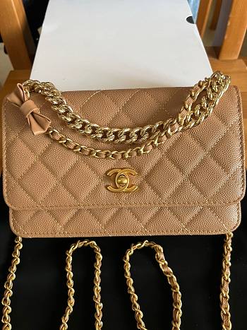 Fortok Chanel Handle Bag Beige A96068 17cm