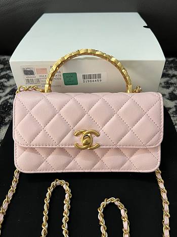 Fortok Chanel Handle Bag Light Pink A96068 17cm