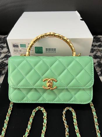 Fortok Chanel Handle Bag Green A96068 17cm