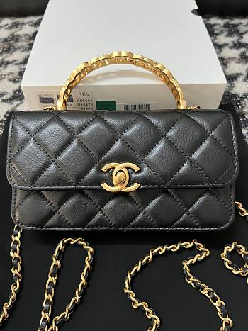 Fortok Chanel Handle Bag Black A96068 17cm