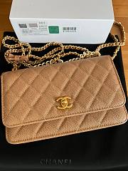 Fortok Chanel Bow Wallet On Chain Crossbody Bag Beige 19cm - 3