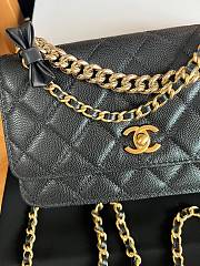 Fortok Chanel Bow Wallet On Chain Crossbody Bag Black 19cm - 4