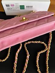 Fortok Chanel Bow Wallet On Chain Crossbody Bag Pink 19cm - 6