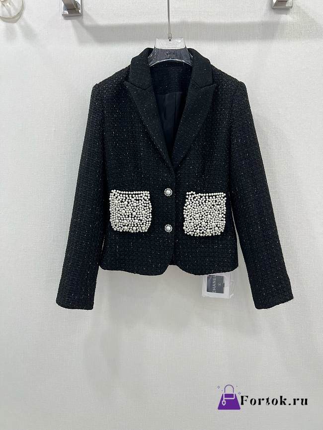 Fortok Chanel Lapel Pearl Pocket Jacket  - 1