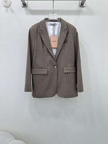 Fortok Miu Miu Houndstooth Long Suit Jacket