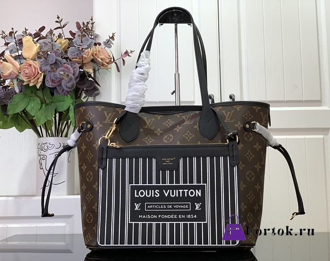 Fortok Louis Vuitton  Neverfull Inside Out MM Bag Black & Brown M12061 32x27x14cm - 1