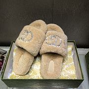 Fortok Gucci GG Logo Wool Slippers Beige - 6