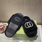 Fortok Gucci GG Logo Wool Slippers Black - 3