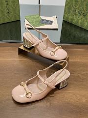 Fortok Gucci Diamond Heel Horsebit Buckle Slingback Light Pink - 1