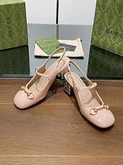 Fortok Gucci Diamond Heel Horsebit Buckle Slingback Light Pink - 5