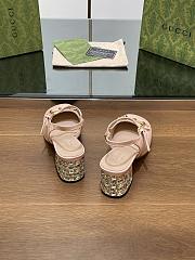 Fortok Gucci Diamond Heel Horsebit Buckle Slingback Light Pink - 2