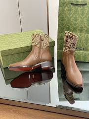 Fortok Gucci Half Horsebit Ankle Boots Brown & Beige  - 3