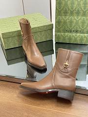 Fortok Gucci Half Horsebit Ankle Boots Brown - 4