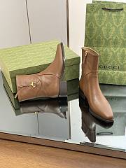 Fortok Gucci Half Horsebit Ankle Boots Brown - 2