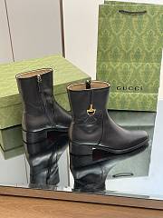 Fortok Gucci Half Horsebit Ankle Boots Black - 6