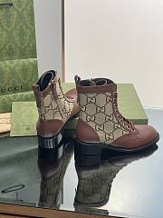 Fortok Gucci GG Lace-up Martin Boots Brown - 3